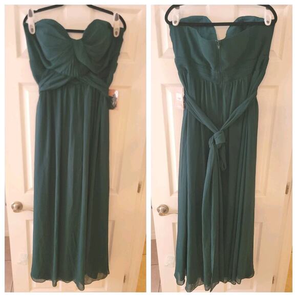 Birdy Grey Grace Gown Dress Curve Plus 1X Empire Waist Esmerald Green Slit NEW - Picture 1 of 15